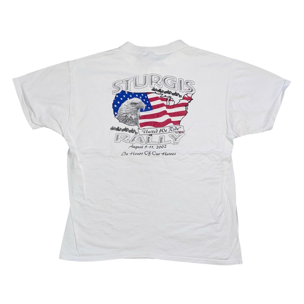 Vintage Y2K 2002 Sturgis Rally Henley Shirt XL White FOTL United We Ride‎